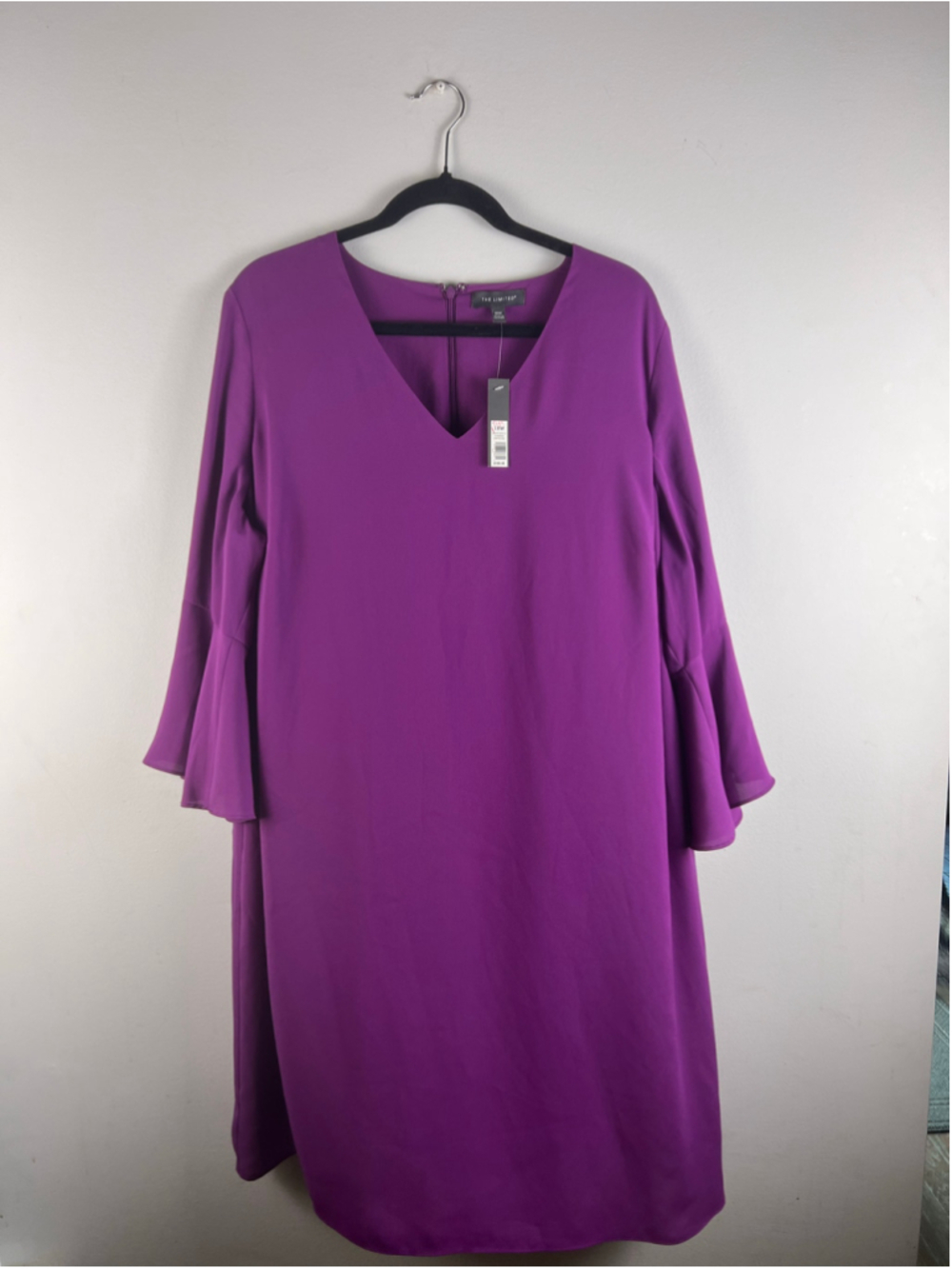 NWT The Limited Purple Bell Sleeve Shift Dress 18W Plus Size V Neck Career
